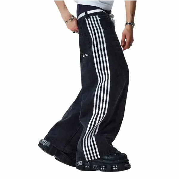 Y2k Striped Black Jeans