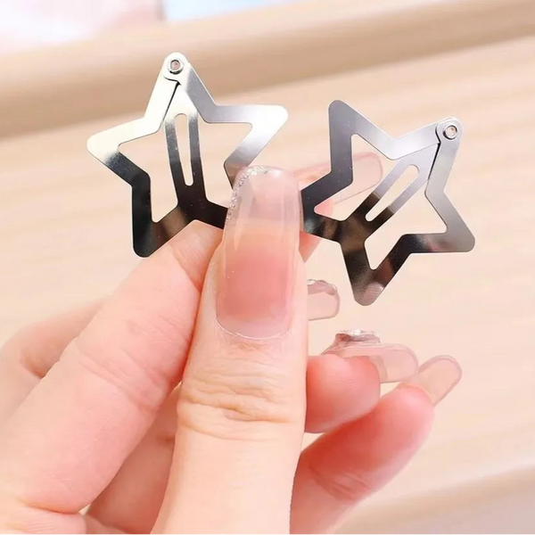 Y2K Silver Star Hair Clips