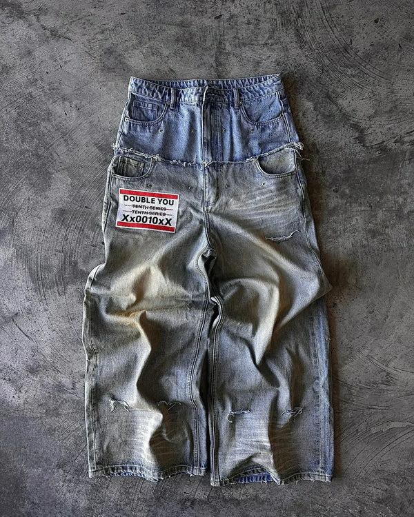 Y2K Punk Ripped Wide Pants