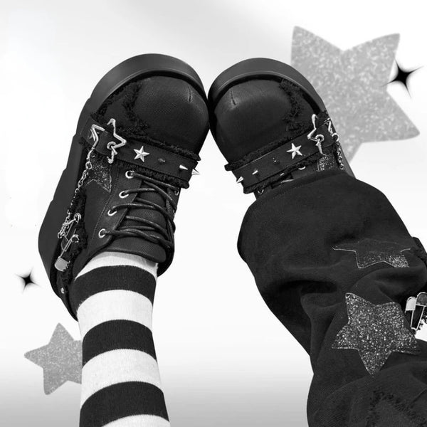 Y2K Chunky Chain Ankle Boots